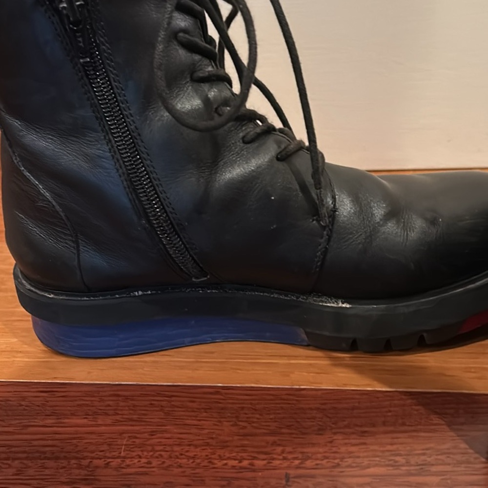 Camper Black Leather Ankle Boots with Blue and Red Sole - Picture 5 of 5